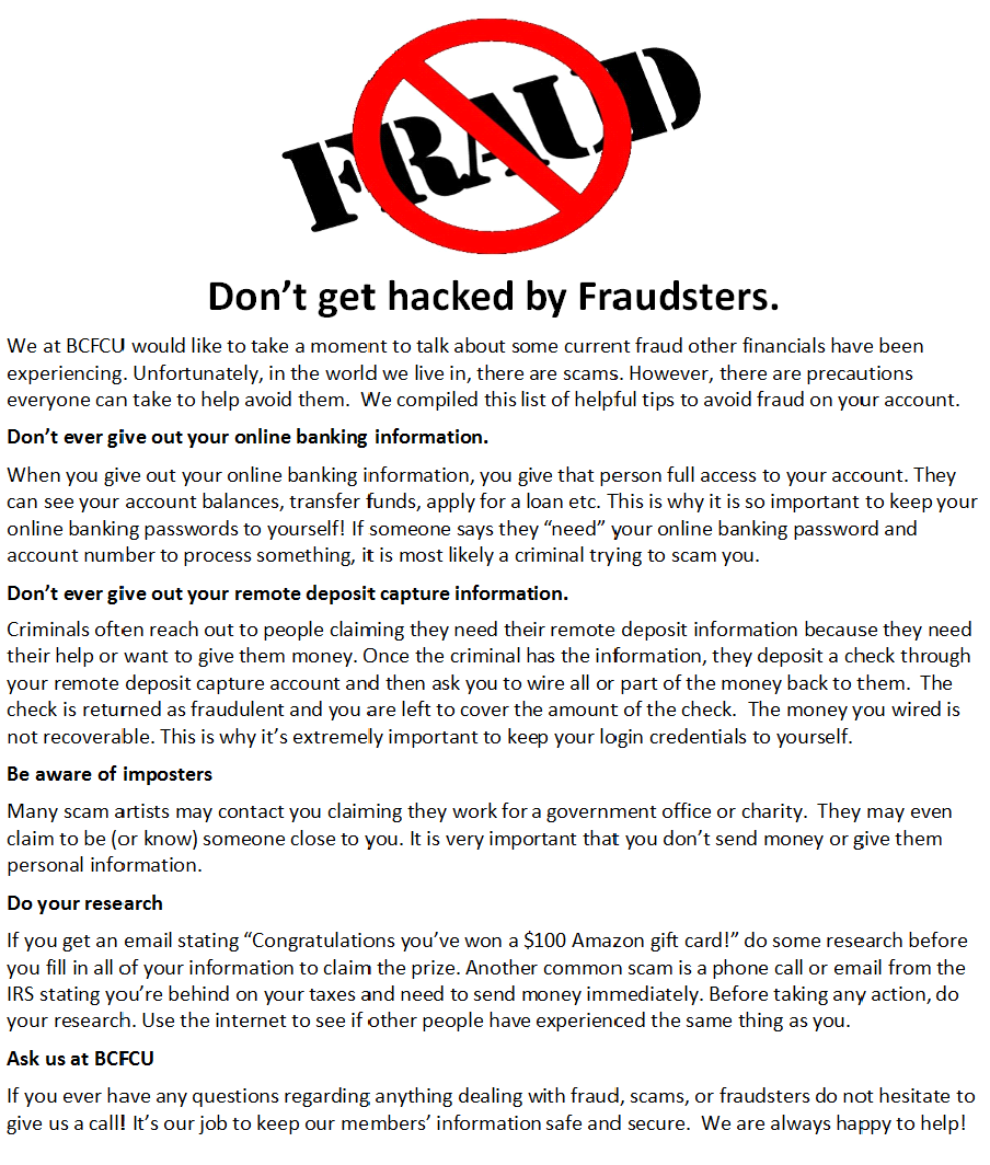 Fraud Don't get hacked by Fraudsters